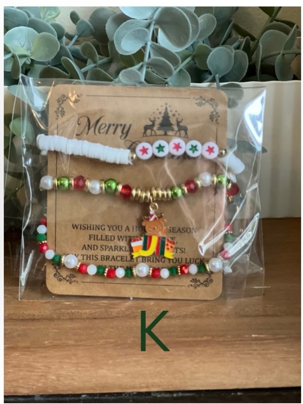 Merry Christmas Beaded Clay Bracelets, Various Designs, Choose One - Picture 8 of 16
